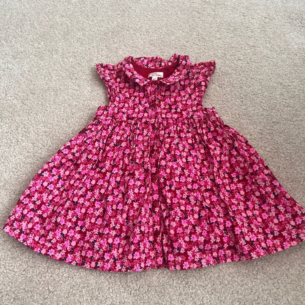 Du Pareil‎ Au Même Floral Dress Button Front Pink Party Girl Size 24 Months